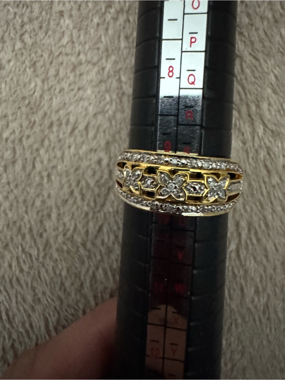 Fashion Jewelry Gold-Tone Floral Crystal Band Ring